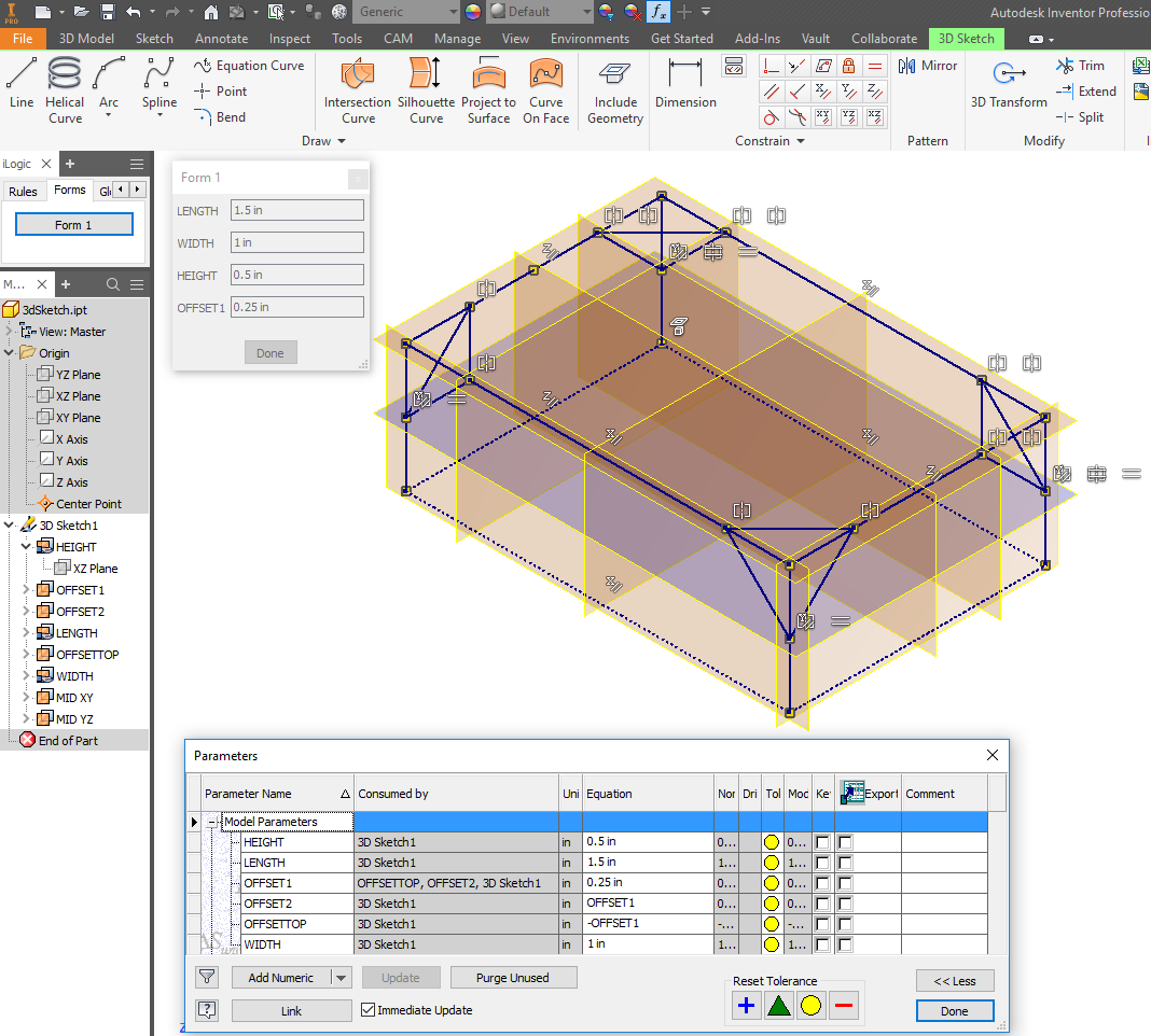 Inventor 3d эскиз