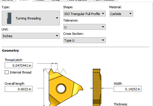 how to add a thread insert as new tool in turn 16el ag60 - Autodesk  Community - Fusion 360