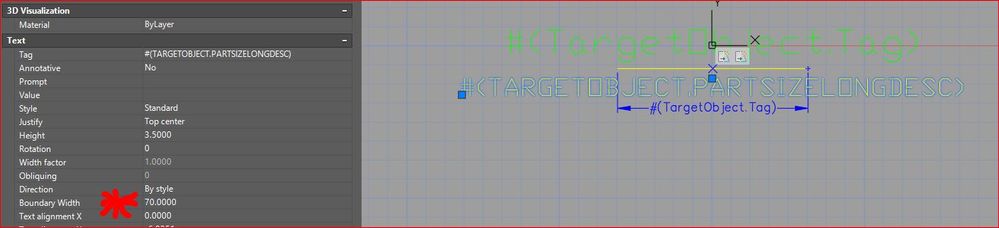 target width to be shown in properties pallette