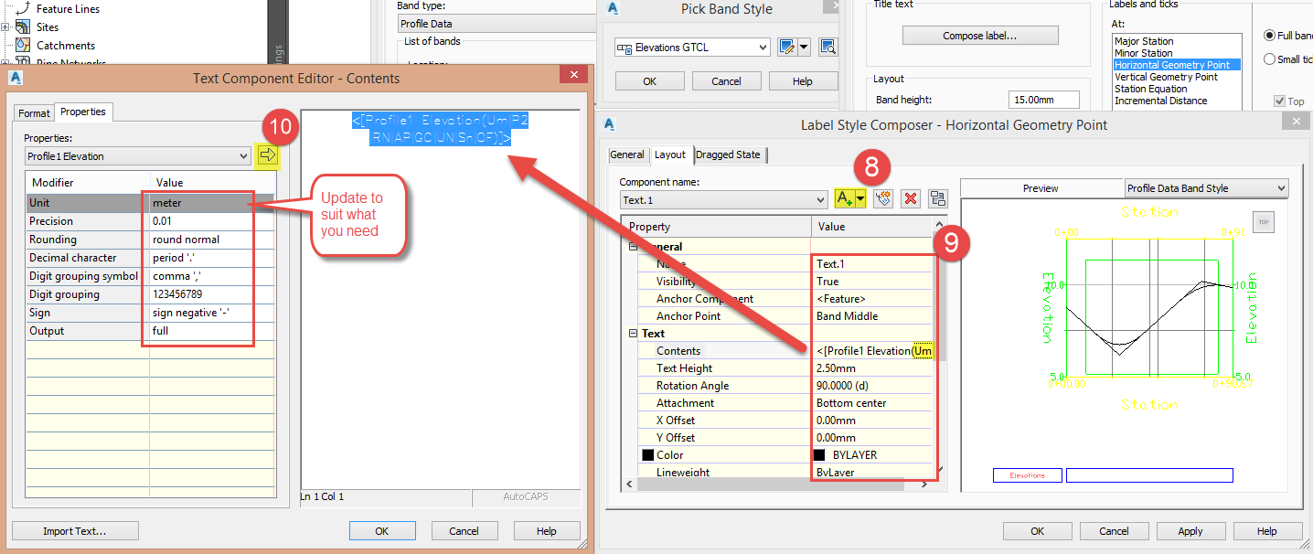 Solved: adding station and elevation of horizontal curves to profile ...