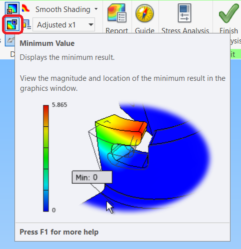 SOLIDWORKS Simulation Maximum Annotation in Probe Tool