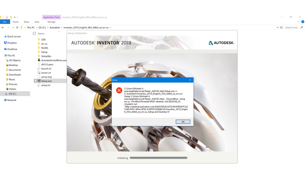 Solved Inventor 2019 Error When Initializing After Download Autodesk Community Inventor