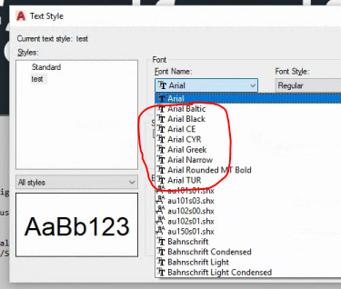 Font arial narrow per autocad