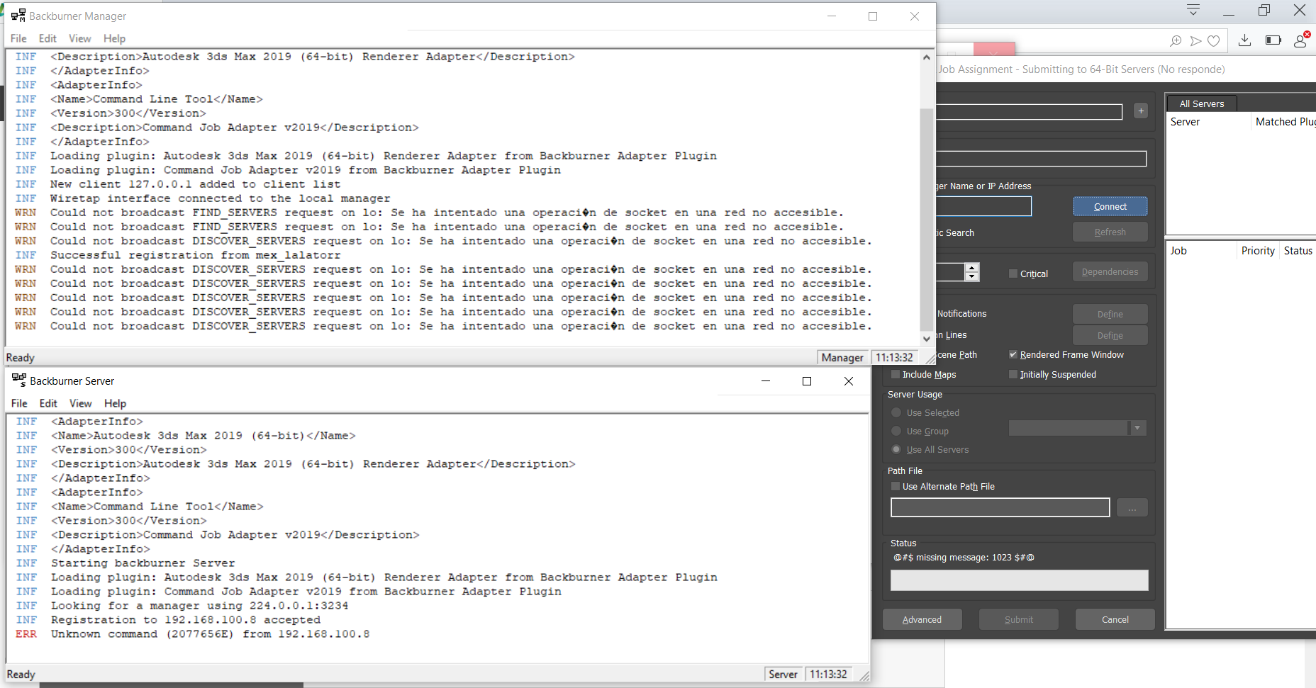 Solved: Network render hangs when connecting - Autodesk Community