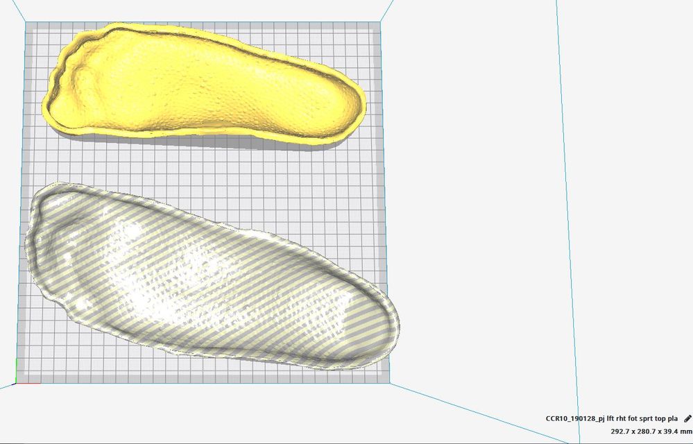 2.2) 5mm left & foot right foot shell top PLA material