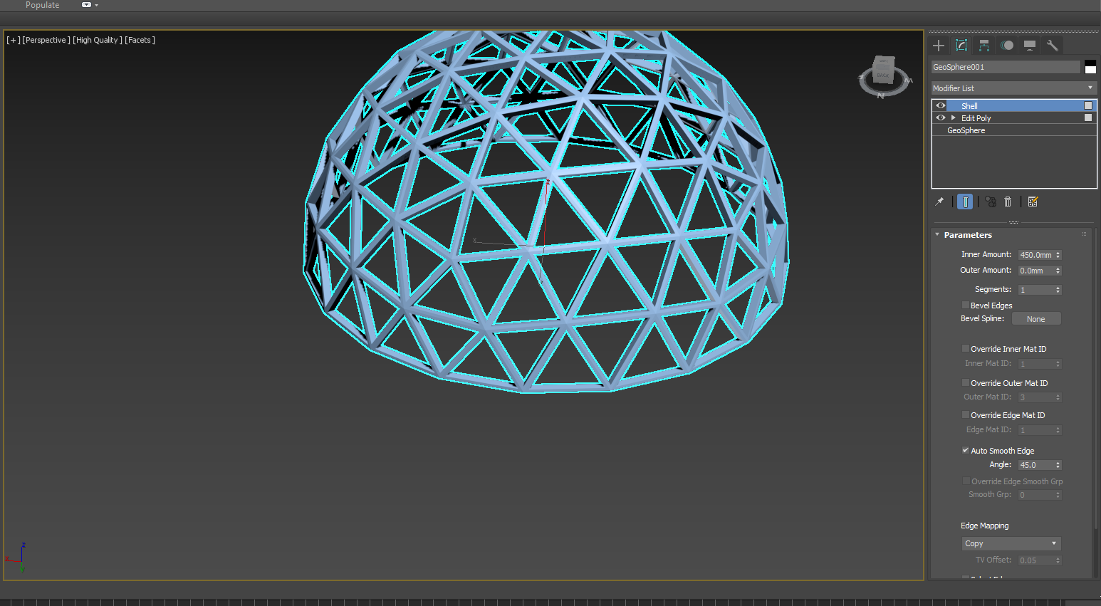 geodesic dome from geosphere. Creation of connecting nodes? Autodesk Community