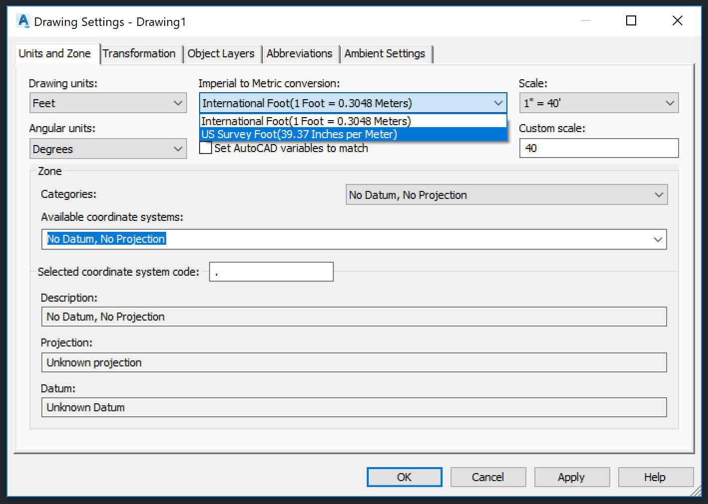 Solved: C3D 2018 automatically switching to US Survey Foot - Autodesk  Community - Civil 3D