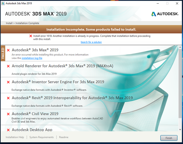 Solved: 3ds max 2019 Install error 1618 - Autodesk Community