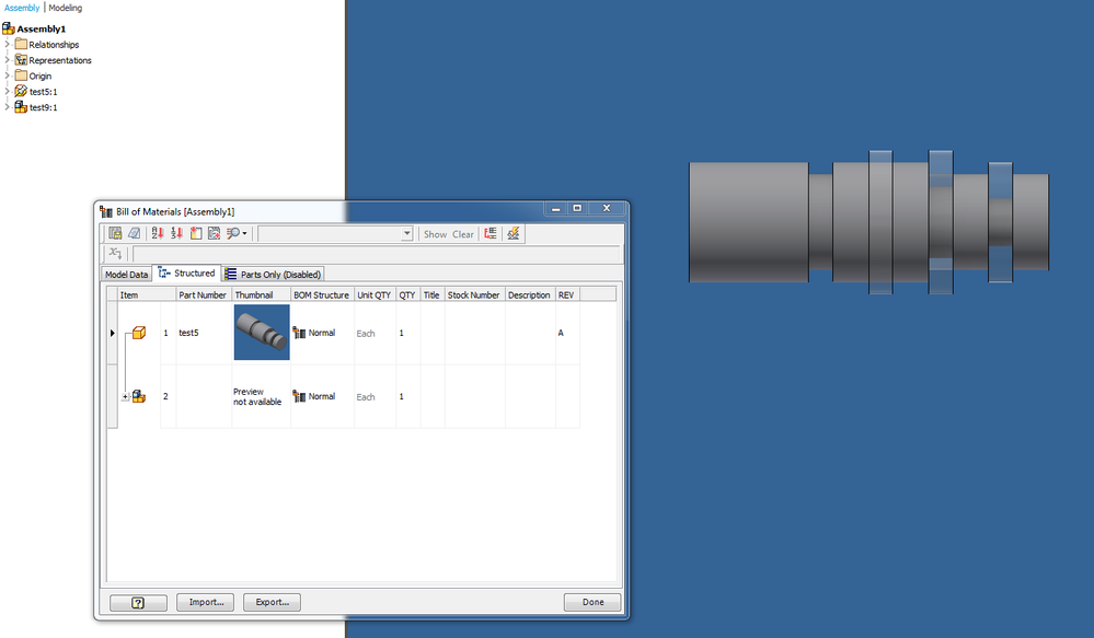 Shaft changed (rings stay in same position as they were nested)