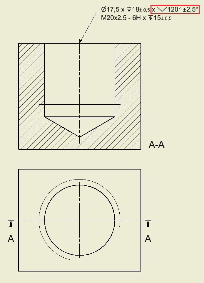 The finished hole note in the drawing