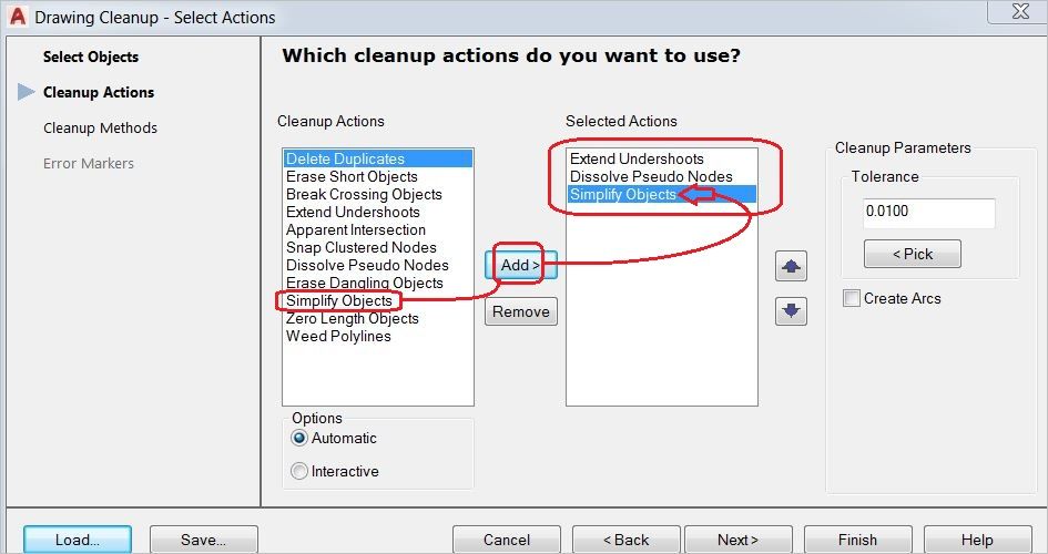 Add Simplify Objects to the  action list.