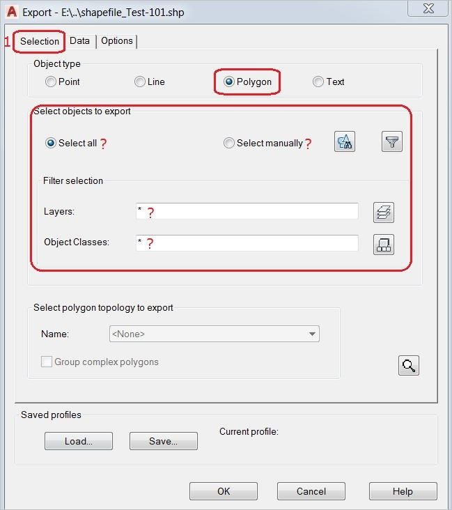 1-Choose a method to select the entities for your shapefile.