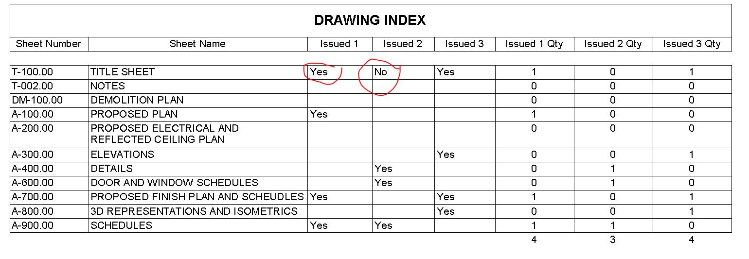 Drawing List Template