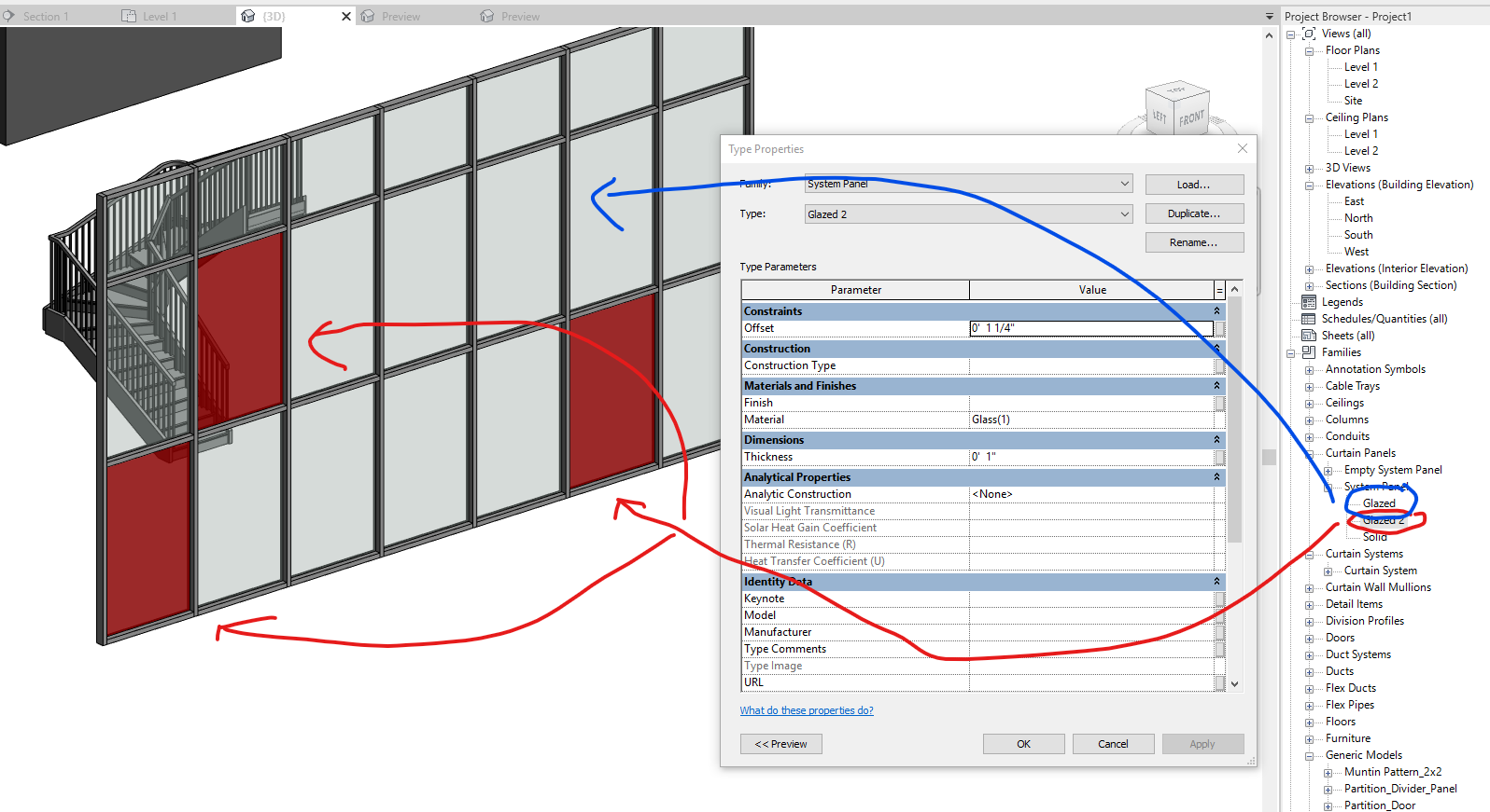 Solved: Change curtain wall glazing type - Autodesk Community
