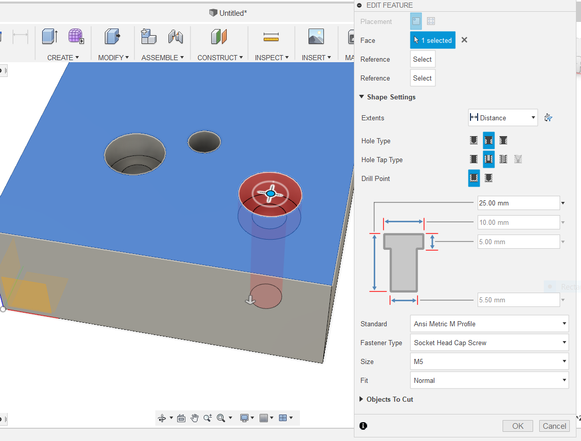 Solved How to set custom counterbore depth with hole tool and specified fastener? Autodesk