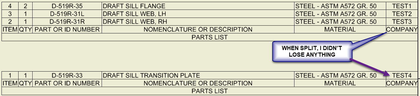 Solved: Bill of Material, Split Table - Autodesk Community