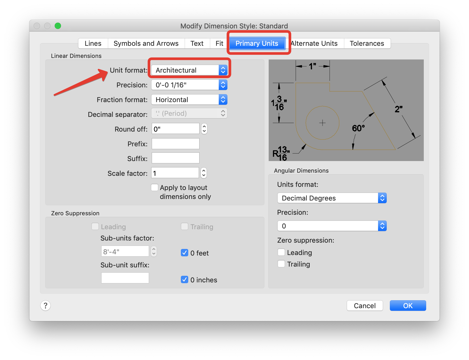 AutoCad for Mac Architectural units Autodesk Community