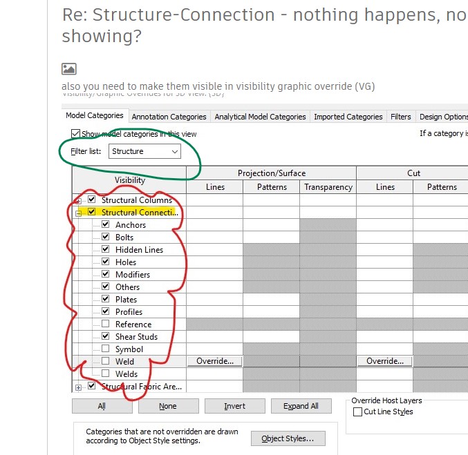 Structure-Connection - nothing happens, no connections showing ...