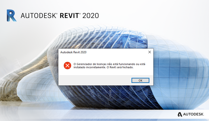 O gerenciador de licença não está funcionando ou está instalado ...