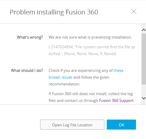 Solved: Fusion 360 could not be installed - Autodesk Community