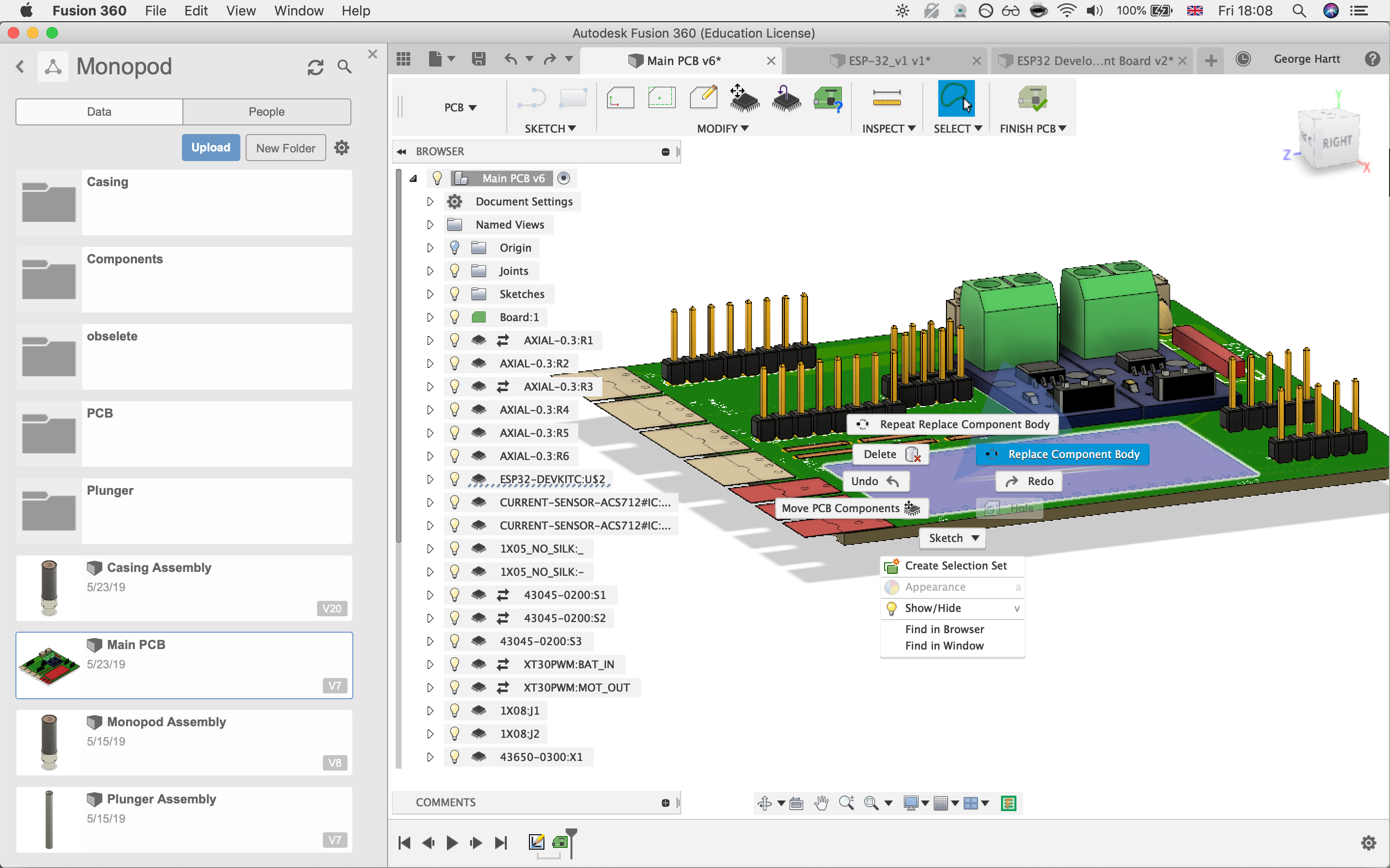 Solved: PCB Design - Can not 'Replace Component Body' with a large Step 3d  file - Autodesk Community - Fusion 360