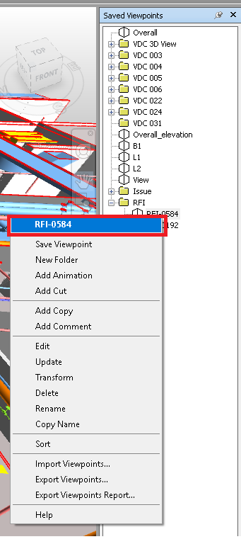 Customize right click context menu when right click to Saved Viewpoint ...