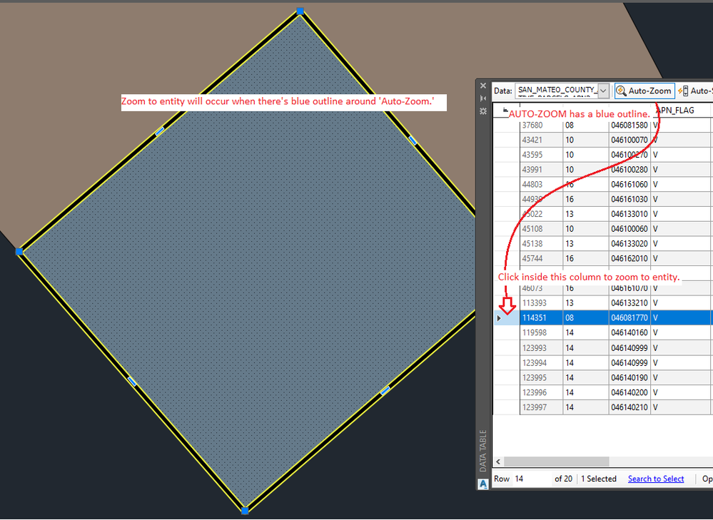 2-Auto-Zoom button displays a blue outline so the zoom-in feature is ON.