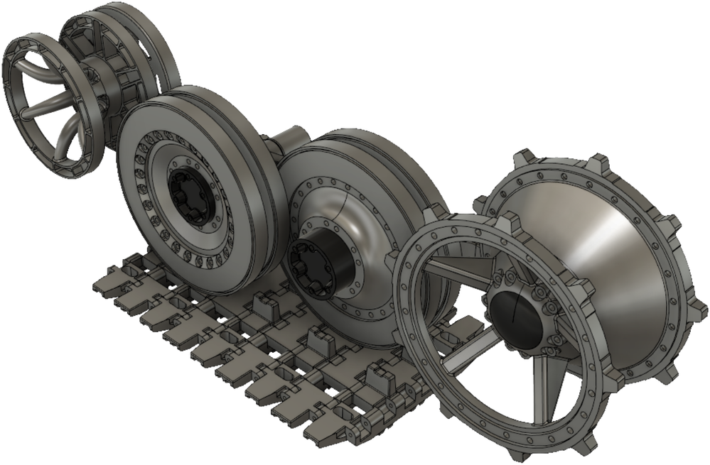 Tracks, Sprocket, Road- and Idler Wheel