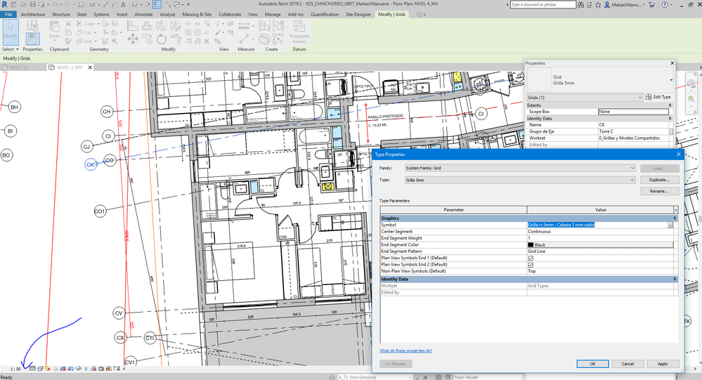 Grids at 1:50 view Scale