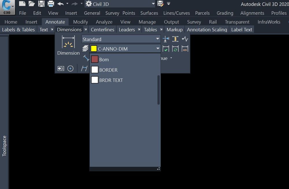 Системная команда dimlayer autocad