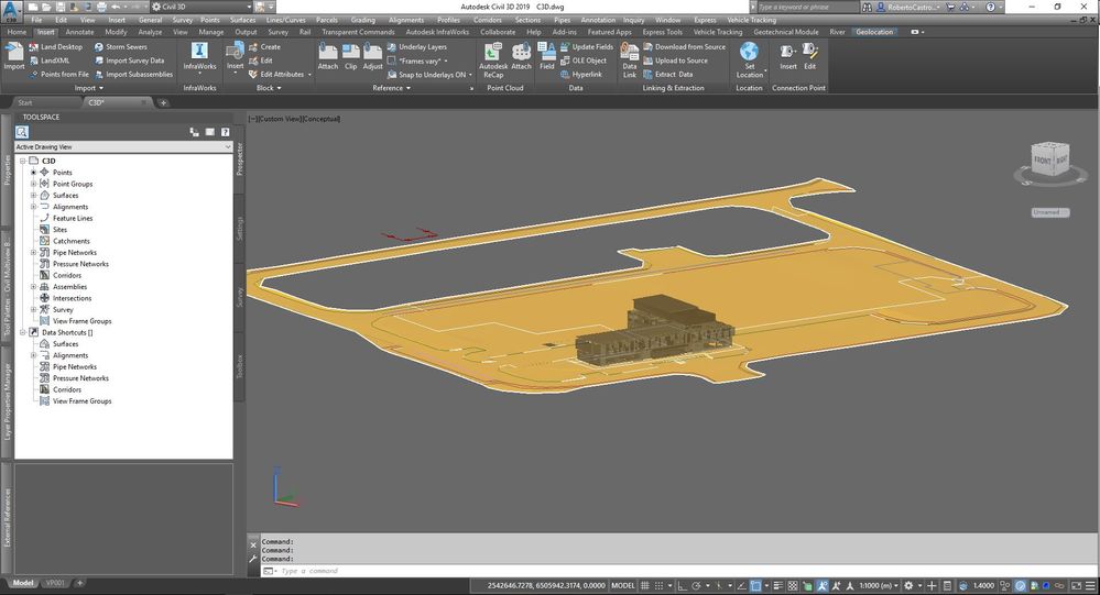 Revit model integrated into Civil 3D