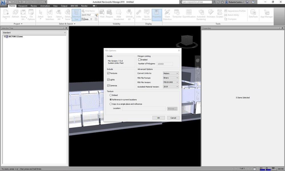 Exporting Revit Model in Navisworks (fbx)