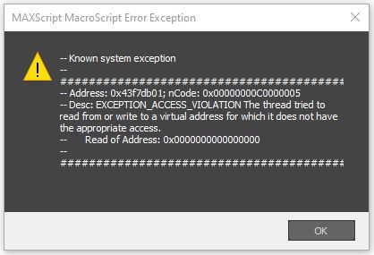 Known system exception" error with object paint - Autodesk Community - 3ds  Max