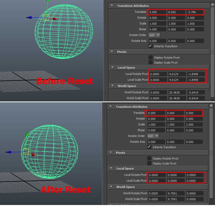 Reset transforms moves pivot to world origin. - Autodesk Community - Maya