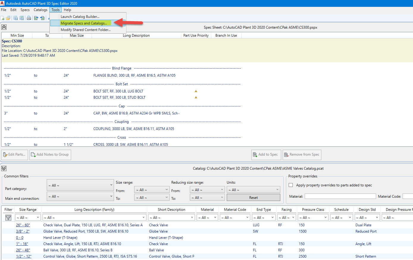 Solved: Migrate Specs And Catalogs - Help Refers To A Tools Menu ...