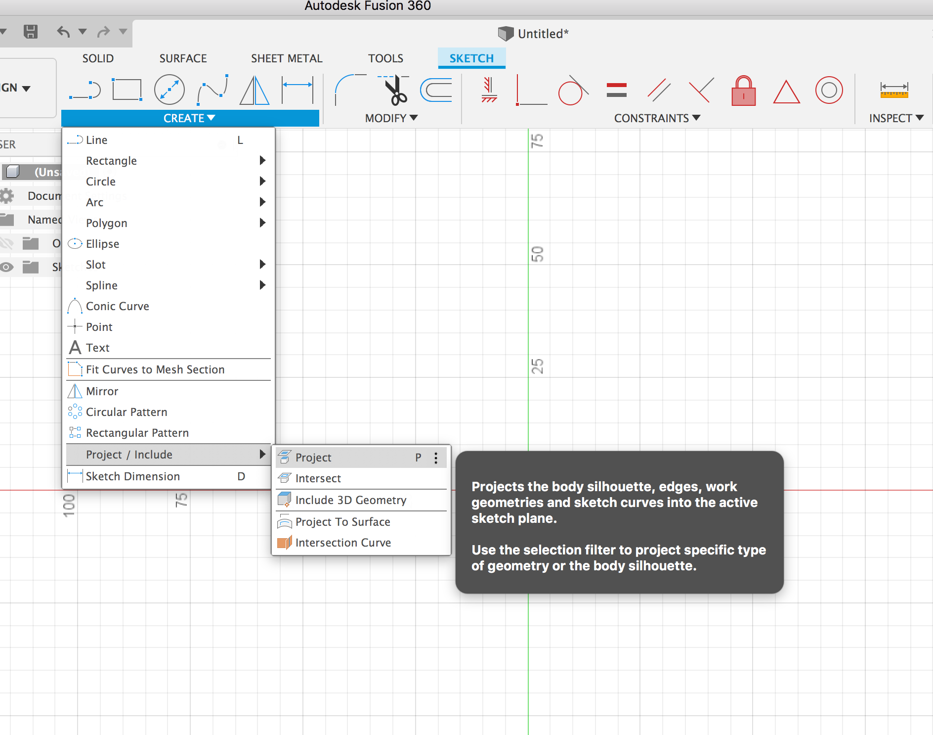 Solved: Trying to create a line on a Section Analysis Part, but does ...