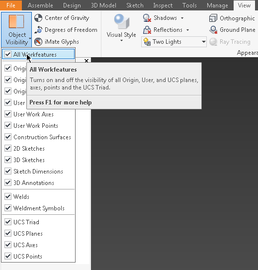 Turn Off View Planes/Points/Axis Automatically? - Autodesk Community -  Inventor