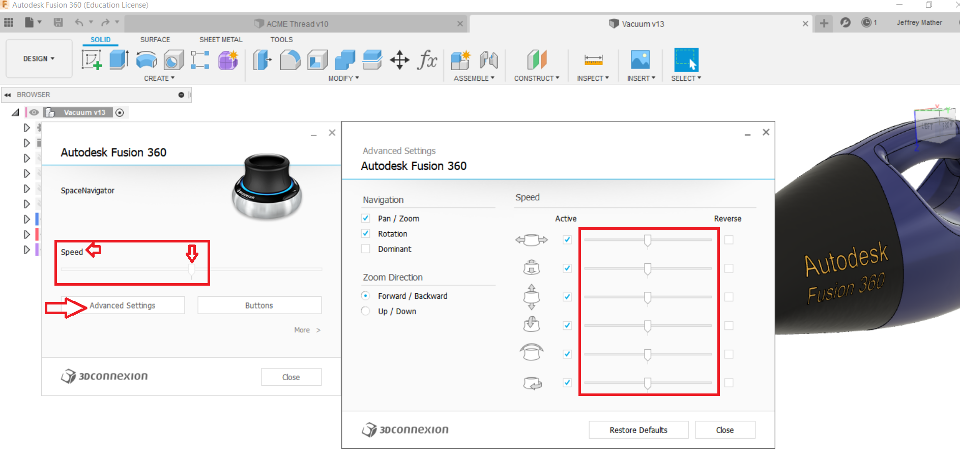 3DConnexion SpaceMouse, very slow - Autodesk Community - Fusion 360