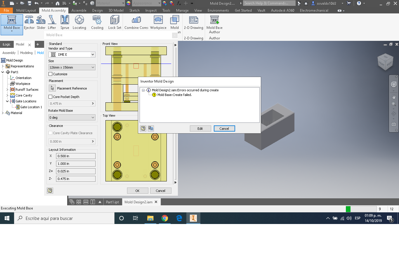 Mold base: create failed - Autodesk Community