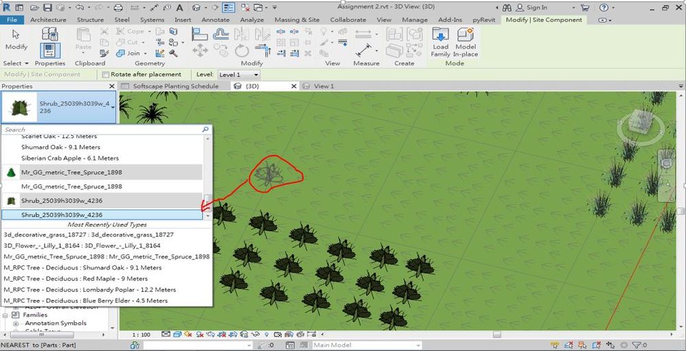 When placing the plant, it is in the same group of properties with other plantings