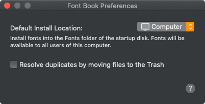 Font Book Preferences in Catalina