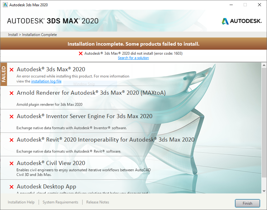 Error 1603 when installing 3ds max 2020 - Autodesk Community -  Subscription, Installation and Licensing
