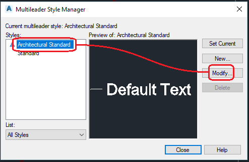 2-Modify the style named Architectural Standard.