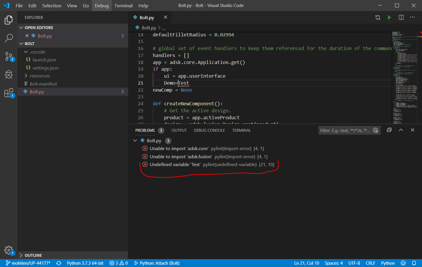 Solved: Seeing Python Syntax Errors in VS Code - Autodesk Community -  Fusion 360