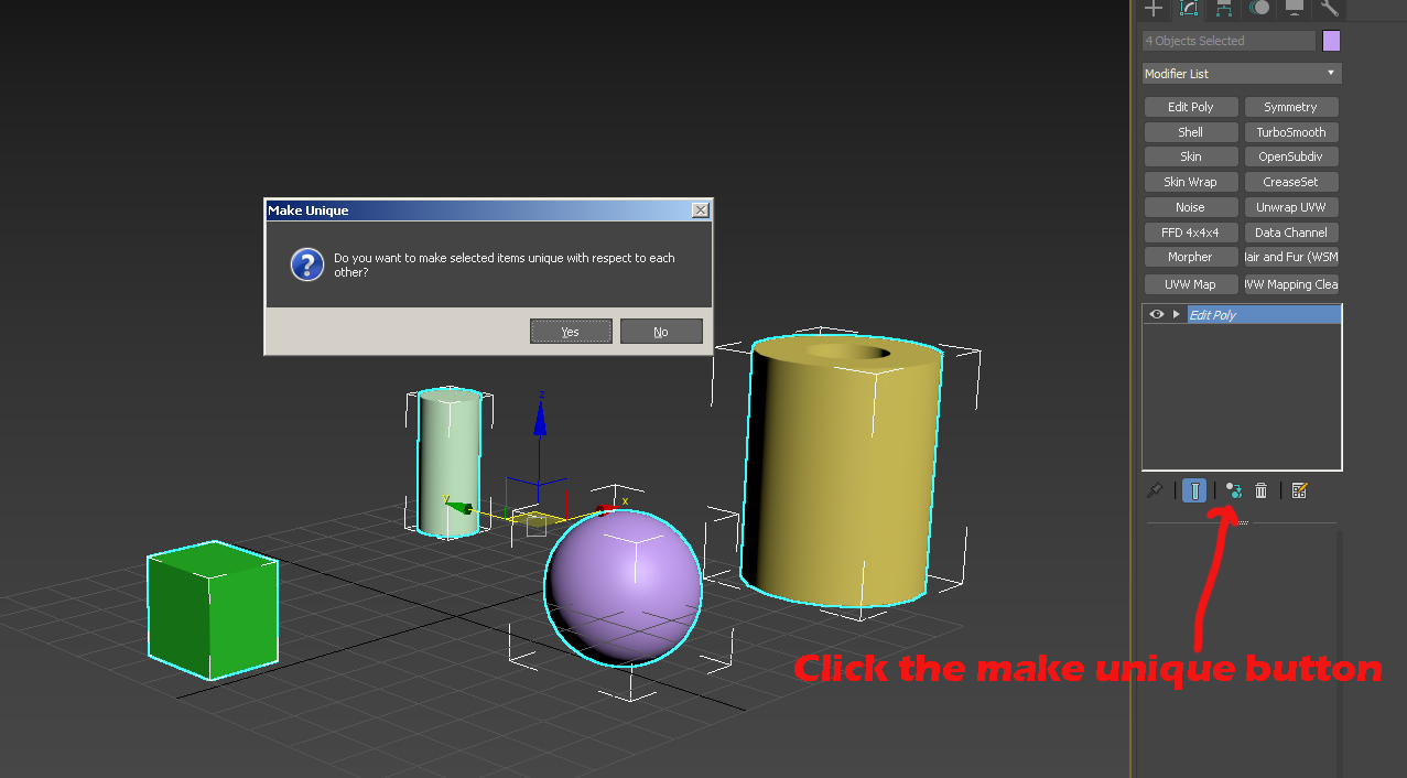 Solved: Add modifiers to multiple objects without instancing? - Autodesk  Community - 3ds Max