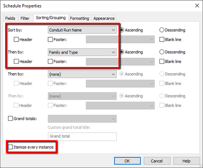 Under Sorting/Grouping, uncheck Itemize every instance.