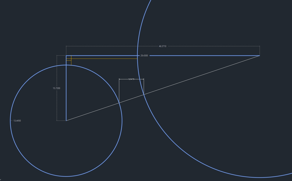 Solved Edge Of Circle To Edge Of Circle Dimension Is Wrong Compared To Autocad Lt 04 Autodesk Community Autocad Lt