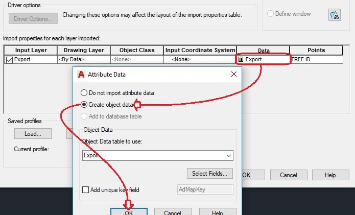 Image 4B. this will 'harvest' data from the shapefile's dbf. (Although this is an optional step, it's highly desirable.