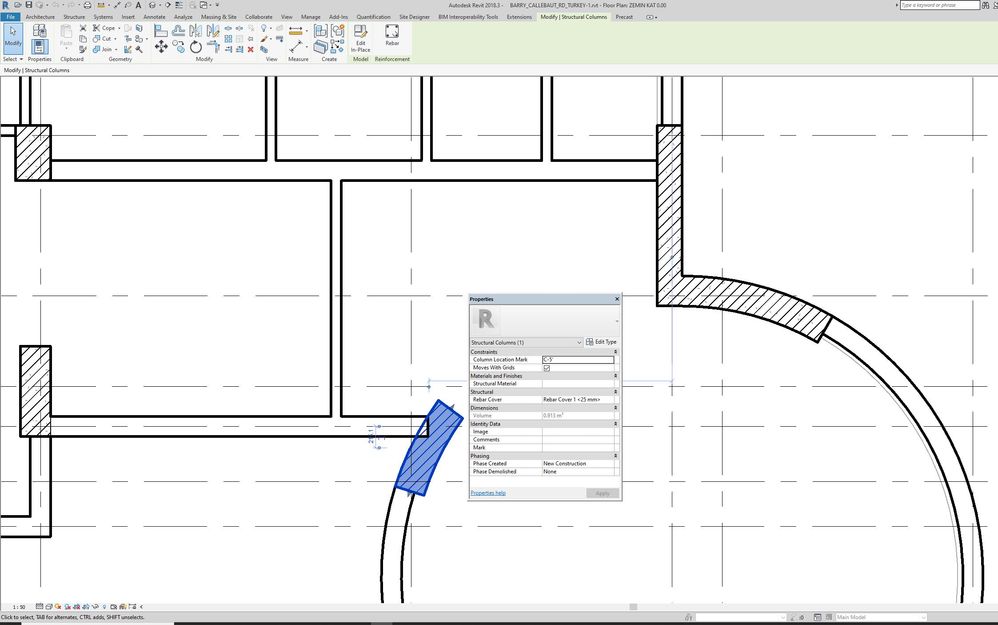 structural column properties.  I made it  with "model in place " method