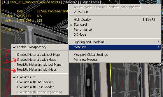 Show Shaded Material in Viewport is set as the default. - Autodesk  Community - 3ds Max